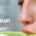 pregnant woman drinking matcha tea