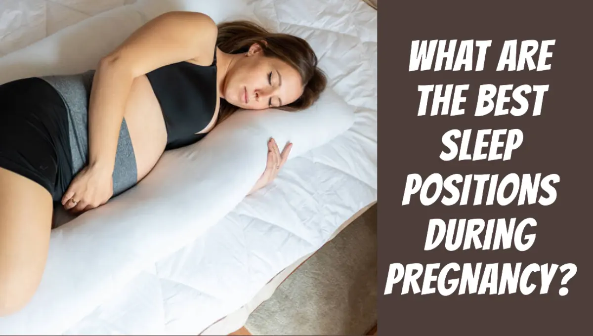 a young pregnant mother sleep with pregnant belly support pillow.