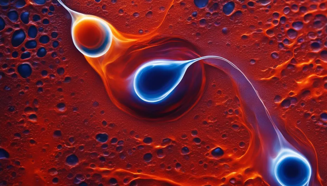 An image of two sperm cells, one exposed to hot sauce and the other not, with visible differences in their appearance and health. 