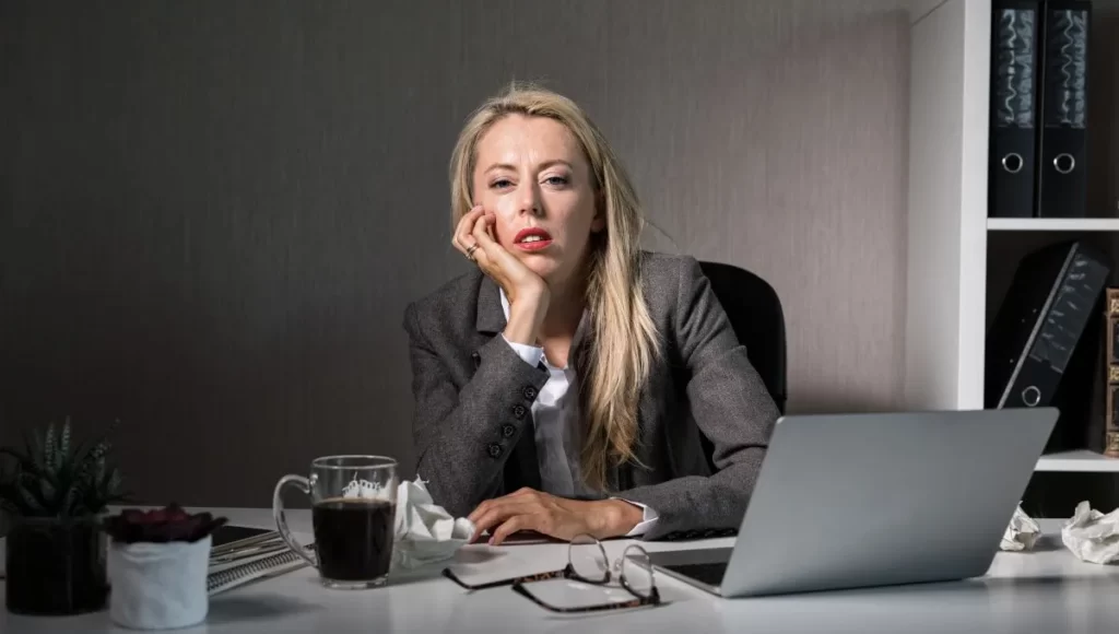 a pregnant woman experiencing high stress at her job
