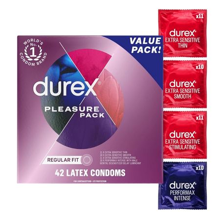 Condoms, Durex RED Extra Sensitive, Ultra Fine, Extra Lubricated Natural Rubber Latex Condoms for Men, 42 Count, FSA & HSA Eligible