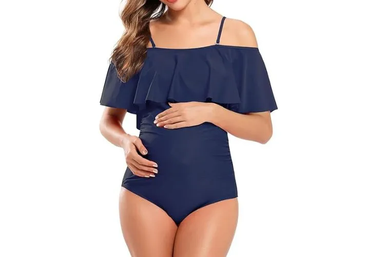 SHEKINI Off-Shoulder Maternity Swimsuits - Best For Broader Shoulders
