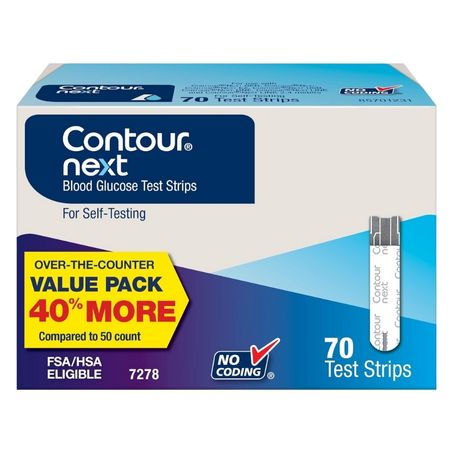 Ascensia Contour Next Blood Glucose Test Strips for Diabetes – 70 Count (1 Pack)