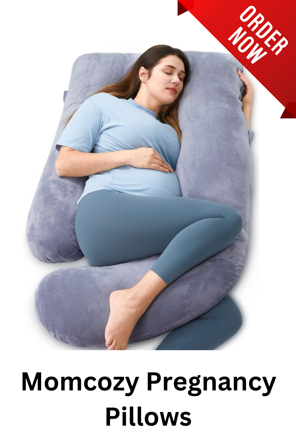 Momcozy Pregnancy Pillows for Sleeping, U Shaped Full Body Maternity Pillow with Removable Cover - Support for Back, Legs, Belly, HIPS for Pregnant Women, 57 Inch Pregnancy Pillow for Women, Grey