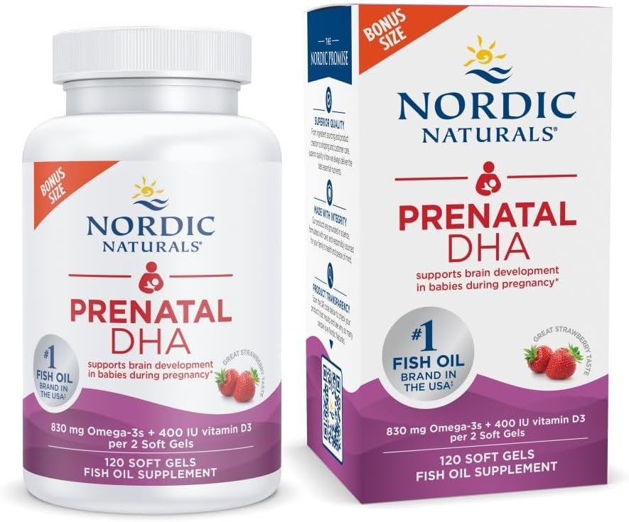 35 Pregnancy Must Haves in 2026: What You Actually Need (Tested & Mom-Approved) 12 Nordic Naturals Prenatal DHA, Omega-3 + Vitamin D3, Strawberry (120 Soft Gels)